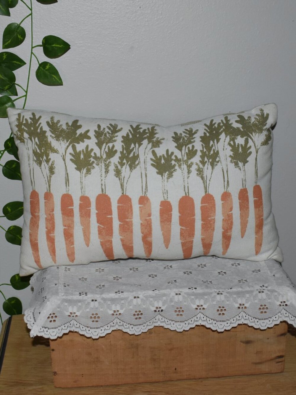 Rustic Vintage Style Carrot Small Throw Pillow Country Cottage Farmhouse Decor
